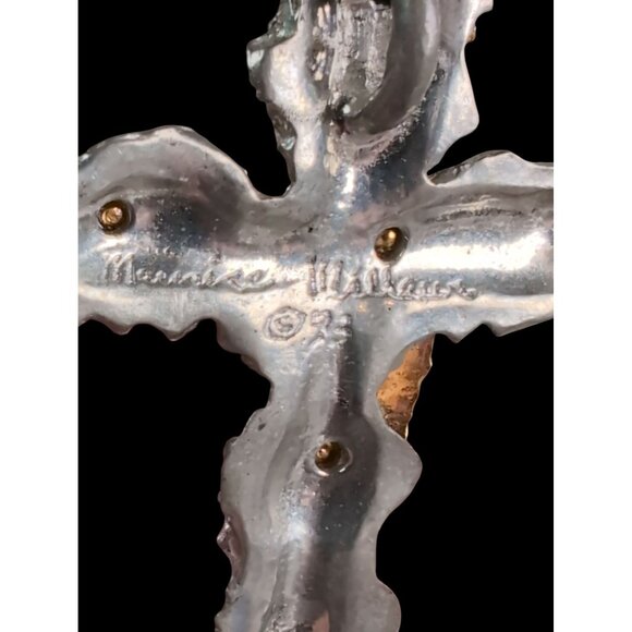Maurice Milleur Starfish & Seahorse Cross Pendant Pewter Gold-Plated 1993 - Picture 4 of 4